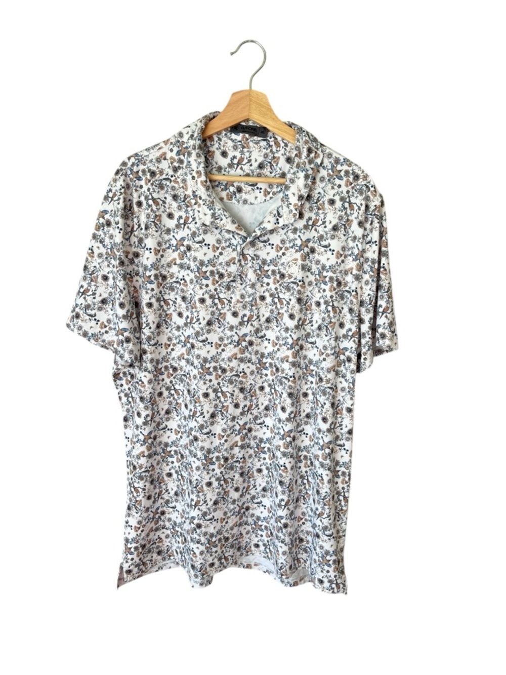 G/FORE G4 Botanical Garden Tech Bird Floral Print Golf Polo Oak Size Men’s XL